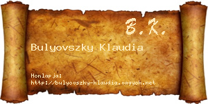 Bulyovszky Klaudia névjegykártya